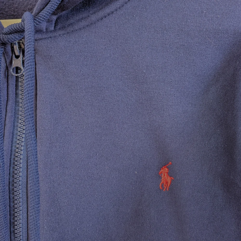 Polo by Ralph Lauren Navy Blue Full Zip Hoodie Mens XL Red Embroidered Pony